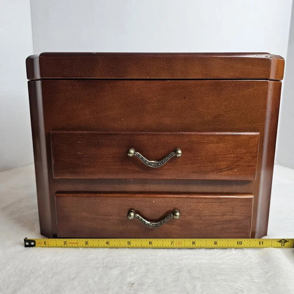 Mele & Co. 3 Tier Jewelry Box Large Wood Walnut Multi Compartments